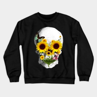 Sage Tribe Skull With sunflowers Crewneck Sweatshirt